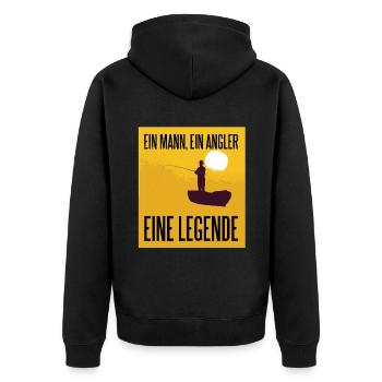 Ein Mann Ein Angler Eine Legende Angelliebhaber - Unisex Premium Bio Zip Hoodie - Schwarz - Hinten - Nico (187cm)