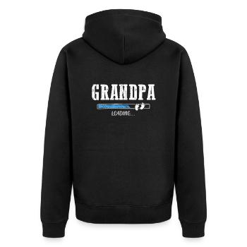 Opa loading Werdender Opa - Unisex Premium Bio Zip Hoodie - Schwarz - Hinten - Nico (187cm)