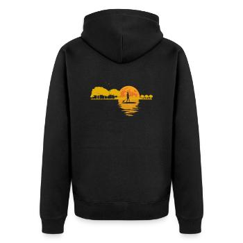Mond Gitarre See Schatten SUP Stand Up Paddle - Unisex Premium Bio Zip Hoodie - Schwarz - Hinten - Nico (187cm)