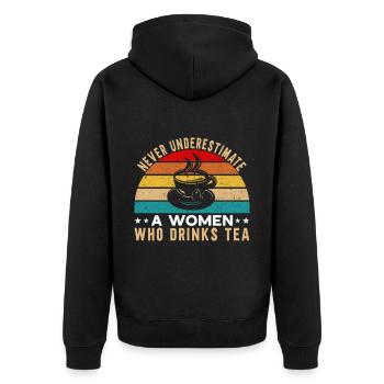 Tea Drinker Tea Lover Gift Tea - Unisex Premium Organic Zip Hoodie - black - Back - Nico (187cm)