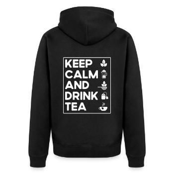 Tea Drinker Tea Lover Gift Tea - Unisex Premium Organic Zip Hoodie - black - Back - Nico (187cm)
