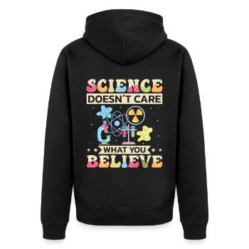 Nerd de discussion de connaissances, étudiant en chimie physique, drôle - Veste à capuche bio Premium Unisexe - noir - Dos - Nico (187cm)