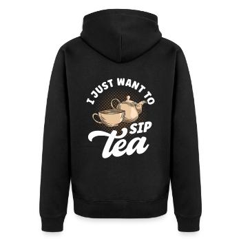 Tea Drinker Tea Lover Gift Tea - Unisex Premium Organic Zip Hoodie - black - Back - Nico (187cm)