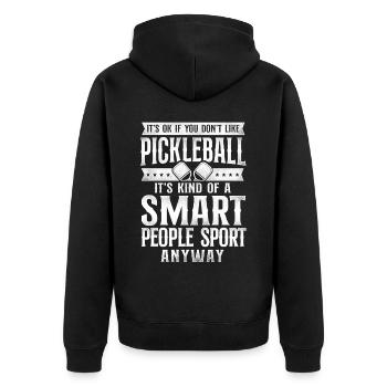 Pickleball It's Ok If You Don't - Unisex Premium Bio Zip Hoodie - Schwarz - Hinten - Nico (187cm)