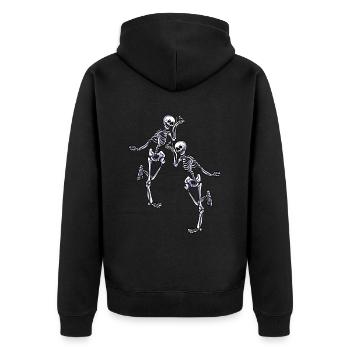 Tanzende Skelette - Unisex Premium Bio Zip Hoodie - Schwarz - Hinten - Nico (187cm)