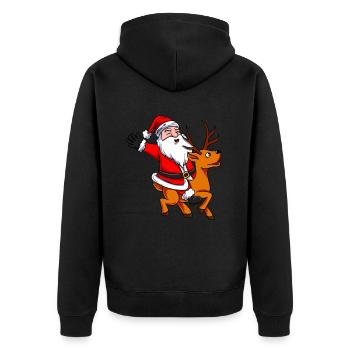 Santa Claus rides reindeer - Unisex Premium Organic Zip Hoodie - black - Back - Nico (187cm)