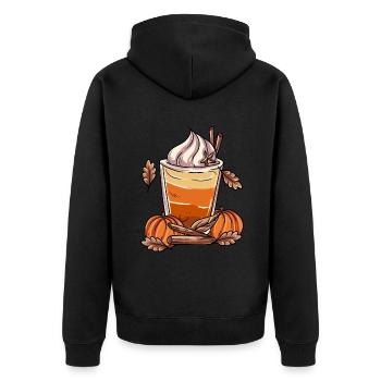 Pumpkin Spice Latte - Unisex Premium Organic Zip Hoodie - black - Back - Nico (187cm)