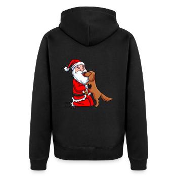 Santa Claus Puppy - Unisex Premium Organic Zip Hoodie - black - Back - Nico (187cm)