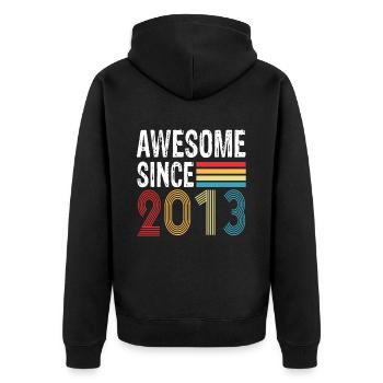 Awesome Since 2013 Birthday 2013 Vintage 2013 - Unisex Premium Organic Zip Hoodie - black - Back - Nico (187cm)