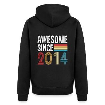 Génial depuis 2014 Anniversaire 2014 Millésime 2014 - Veste à capuche bio Premium Unisexe - noir - Dos - Nico (187cm)