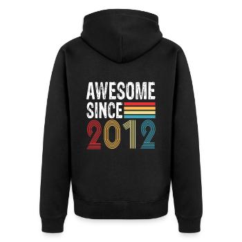 Awesome Since 2012 Birthday 2012 Vintage 2012 - Unisex Premium Organic Zip Hoodie - black - Back - Nico (187cm)