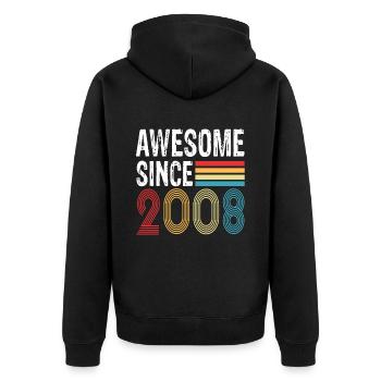 Awesome Since 2008 Geburtstag 2008 Vintage 2008 - Unisex Premium Bio Zip Hoodie - Schwarz - Hinten - Nico (187cm)