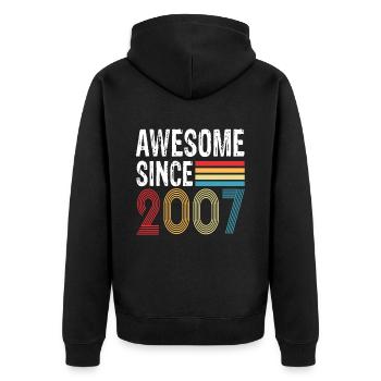 Awesome Since 2007 Birthday 2007 Vintage 2007 - Unisex Premium Organic Zip Hoodie - black - Back - Nico (187cm)