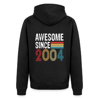 Awesome Since 2004 Birthday 2004 Vintage 2004 - Unisex Premium Organic Zip Hoodie - black - Back - Nico (187cm)