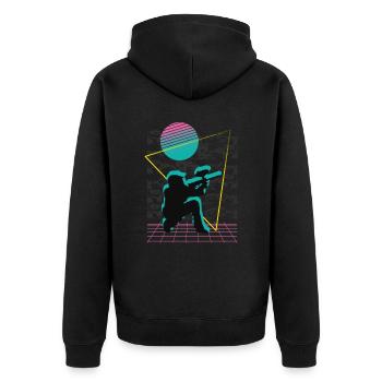 Vaporwave Paintball - Unisex Premium Organic Zip Hoodie - black - Back - Nico (187cm)