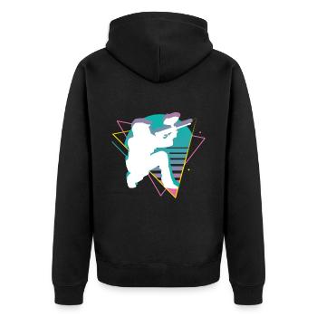 Vaporwave Paintball - Unisex Premium Organic Zip Hoodie - black - Back - Nico (187cm)