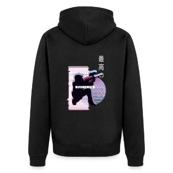Vaporwave Metaverse Paintball - Veste à capuche bio Premium Unisexe - noir - Dos - Nico (187cm)