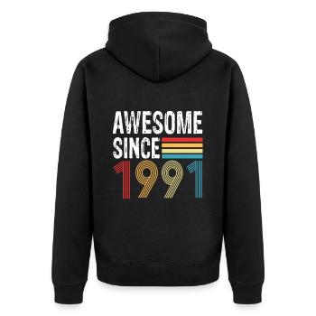 Génial depuis 1991 Anniversaire 1991 Millésime 1991 - Veste à capuche bio Premium Unisexe - noir - Dos - Nico (187cm)