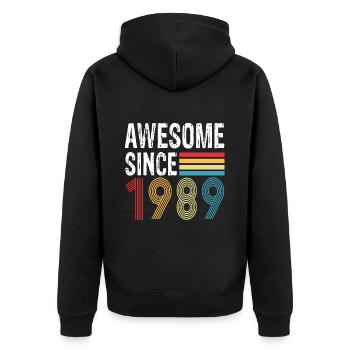 Génial Depuis 1989 Anniversaire 1989 Millésime 1989 - Veste à capuche bio Premium Unisexe - noir - Dos - Nico (187cm)