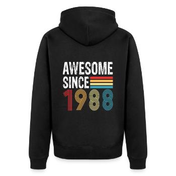 Awesome Since 1988 Geburtstag 1988 Vintage 1988 - Unisex Premium Bio Zip Hoodie - Schwarz - Hinten - Nico (187cm)