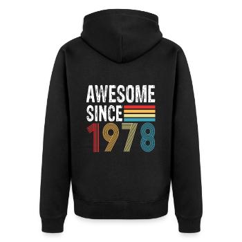 Awesome Since 1978 Geburtstag 1978 Vintage 1978 - Unisex Premium Bio Zip Hoodie - Schwarz - Hinten - Nico (187cm)