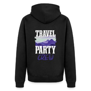 Travel Party Crew - Unisex Premium Bio Zip Hoodie - Schwarz - Hinten - Nico (187cm)