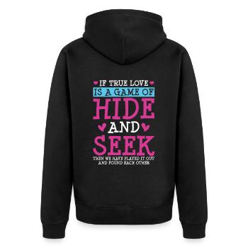 Valentins Tag Beziehung Liebes Spruch - Unisex Premium Bio Zip Hoodie - Schwarz - Hinten - Nico (187cm)