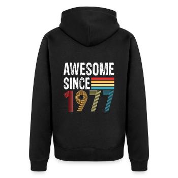 Génial depuis 1977 Anniversaire 1977 Millésime 1977 - Veste à capuche bio Premium Unisexe - noir - Dos - Nico (187cm)