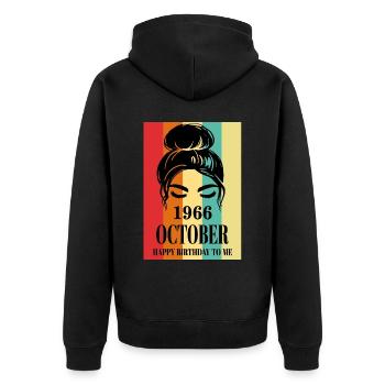 October 1966 Happy Birthday To Me - Unisex Premium Bio Zip Hoodie - Schwarz - Hinten - Nico (187cm)