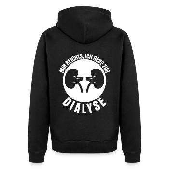 Dialyse Dialyseklinik Nieren - Unisex Premium Bio Zip Hoodie - Schwarz - Hinten - Nico (187cm)