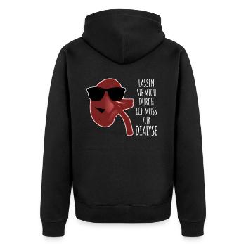 Dialyse Niere Dialyseklinik - Unisex Premium Bio Zip Hoodie - Schwarz - Hinten - Nico (187cm)