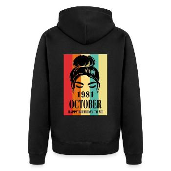 October 1981 Happy Birthday To Me - Unisex Premium Bio Zip Hoodie - Schwarz - Hinten - Nico (187cm)