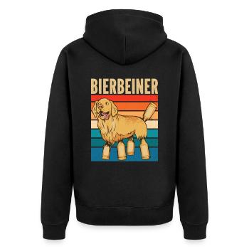 Bierbeiner für Biertrinker Bier - Unisex Premium Bio Zip Hoodie - Schwarz - Hinten - Nico (187cm)