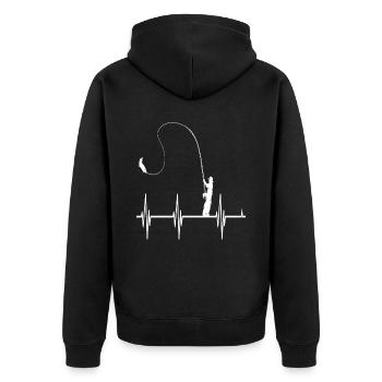 Einen Fisch fangen Angeln Herzschlag Fischer - Unisex Premium Bio Zip Hoodie - Schwarz - Hinten - Nico (187cm)