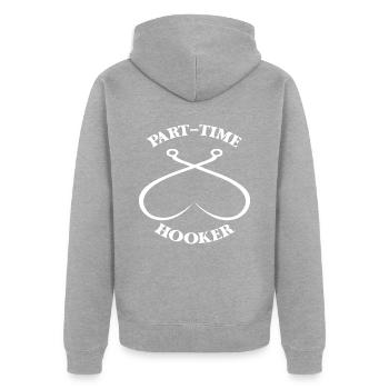 Teilzeit Hooker Vintage - Unisex Premium Bio Zip Hoodie - Grau meliert - Hinten - Nico (187cm)