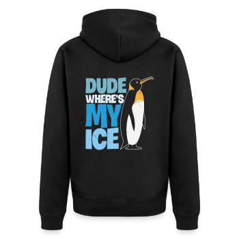 Dude Where's My Ice Kiwi Protection - Unisex Premium Organic Zip Hoodie - black - Back - Nico (187cm)