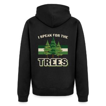 Ich spreche für die Bäume Baum Erde Tag Zitate - Unisex Premium Bio Zip Hoodie - Schwarz - Hinten - Nico (187cm)