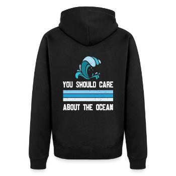Vous devriez vous soucier de la vie aquatique de l’océan - Veste à capuche bio Premium Unisexe - noir - Dos - Nico (187cm)
