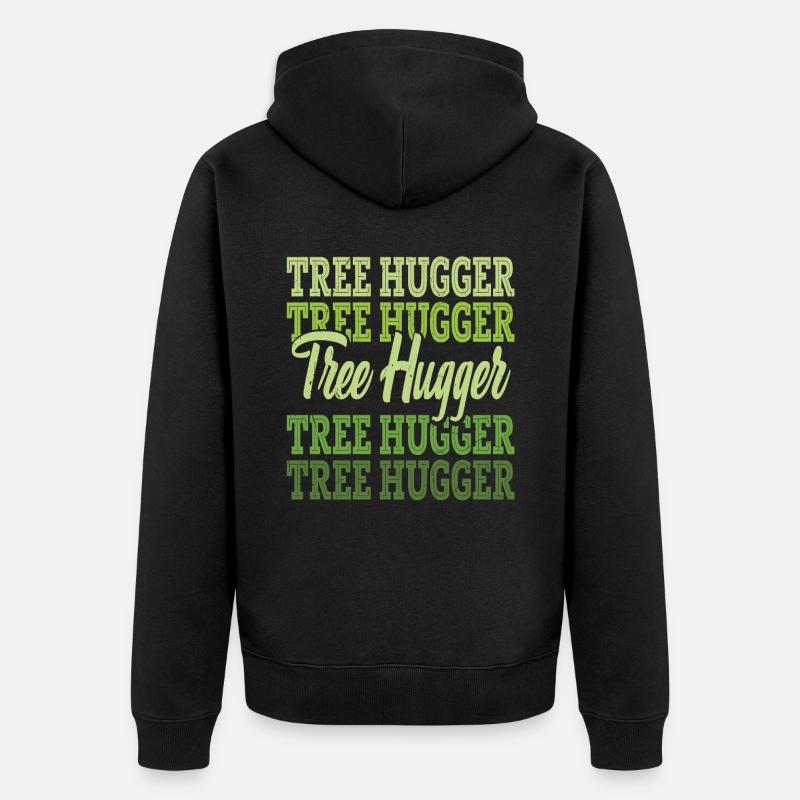 Tree Hugger Tree Protection - Unisex Premium Organic Zip Hoodie - black