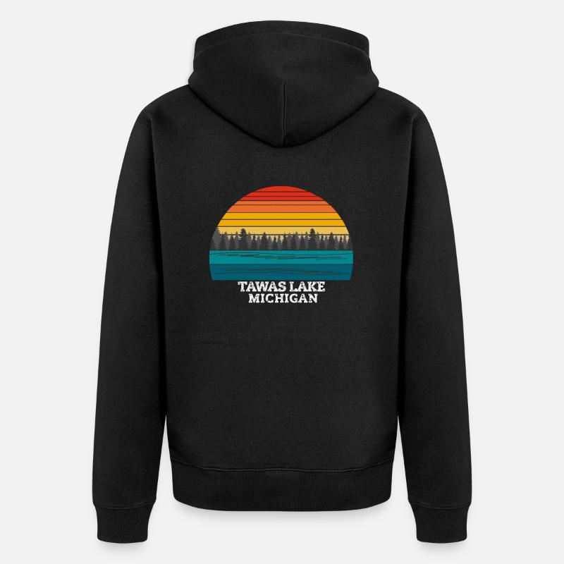 Lac Tawas, Michigan - Veste à capuche bio Premium Unisexe - noir
