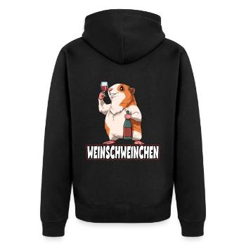 Weinschweinchen Meerschweinchen mit Wein - Unisex Premium Bio Zip Hoodie - Schwarz - Hinten - Nico (187cm)
