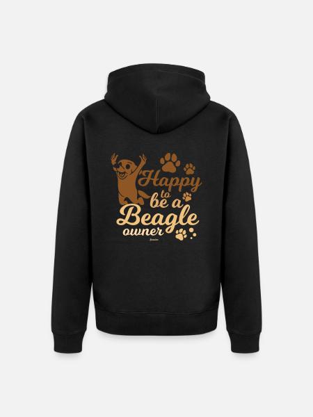 happy dog owner Beagle - Unisex Premium Organic Zip Hoodie - black