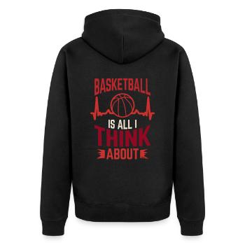 Basketball Cardiogram Heartbeat Gift - Unisex Premium Organic Zip Hoodie - black - Back - Nico (187cm)