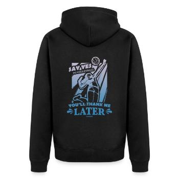 Volleyball Beachvolleyball Geschenk Strand - Unisex Premium Bio Zip Hoodie - Schwarz - Hinten - Nico (187cm)