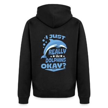 Delfin Delfinschule Säugetier Meer Delfinarium - Unisex Premium Bio Zip Hoodie - Schwarz - Hinten - Nico (187cm)