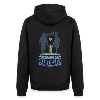 L’amour est orthographié comme l’autisme - Veste à capuche bio Premium Unisexe - noir - Dos - Nico (187cm)