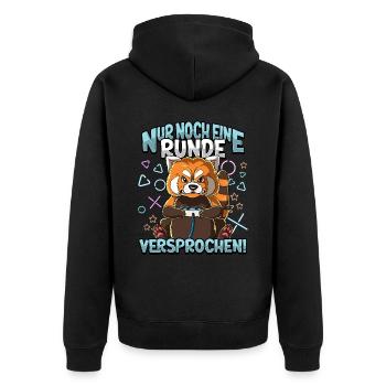 Nur noch eine Runde Zocken Gaming - Unisex Premium Bio Zip Hoodie - Schwarz - Hinten - Nico (187cm)