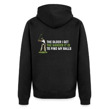 Plus je vieillis, plus c’est difficile d’être un cadeau de golf - Veste à capuche bio Premium Unisexe - noir - Dos - Nico (187cm)