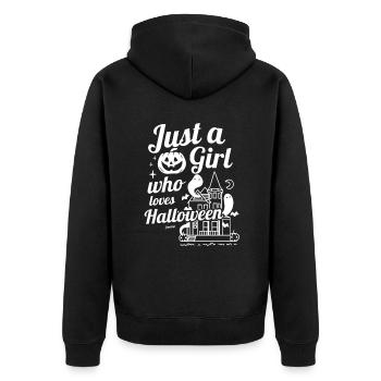 Girl Daughter Sister Halloween Saying - Unisex Premium Organic Zip Hoodie - black - Back - Nico (187cm)