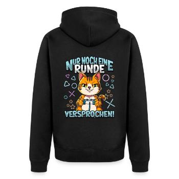 Nur noch eine Runde Zocken Gaming - Unisex Premium Bio Zip Hoodie - Schwarz - Hinten - Nico (187cm)